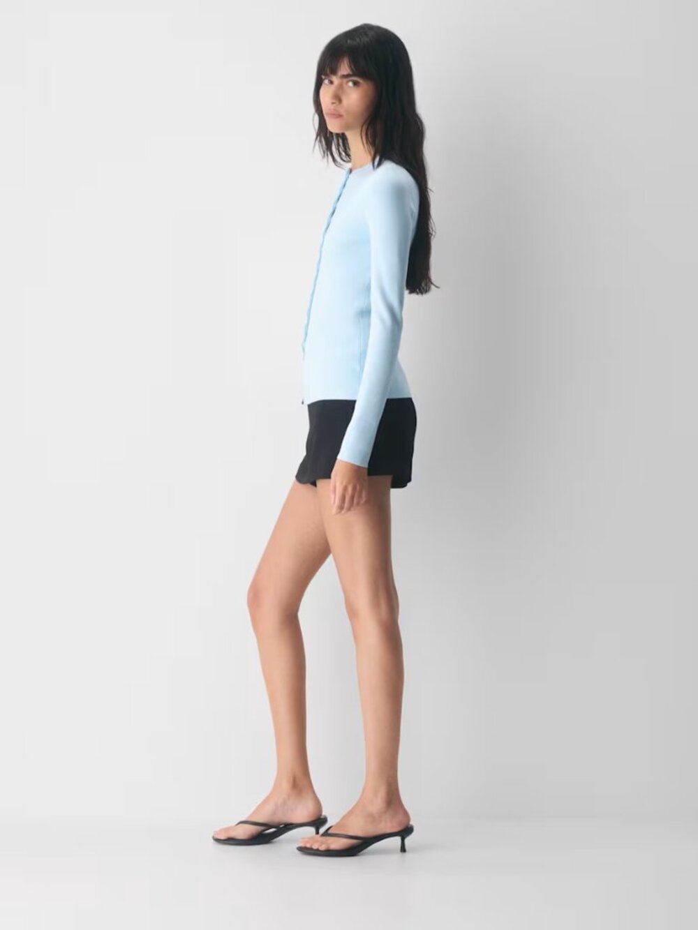 NWT Aritzia Wilfred Shelly Cardigan Wonder Yarn in Villa Blue Knit Crewneck - Picture 3 of 8